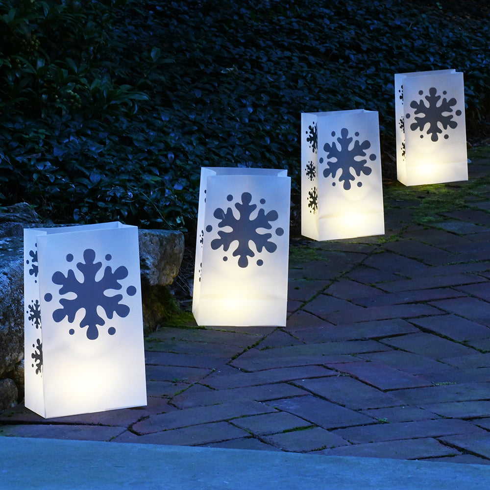 Battery Powered LED Luminaria Kit - Gold Window 12 Count (Snowflake)