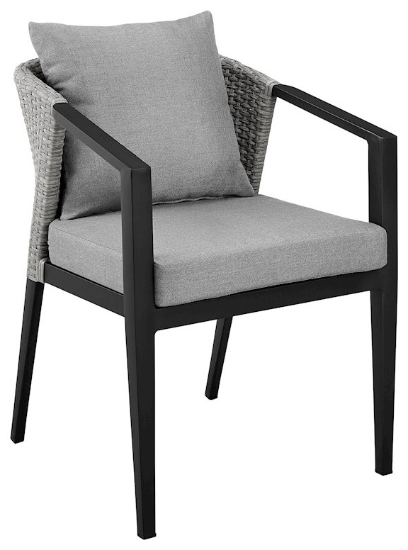 Armen Living Aileen Patio Dining Chair  Set of 2  Black   Tropical   Outdoor Dining Chairs   by ShopFreely  Houzz