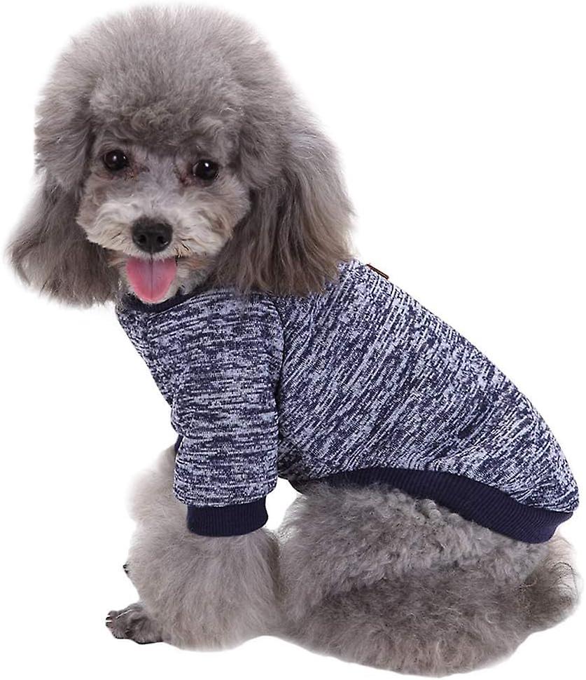 Pet Dog Clothes Dog Sweater Soft Thickening Warm Pup Dogs Shirt Winter Puppy Sweater For Dogs (navy Blue， S)