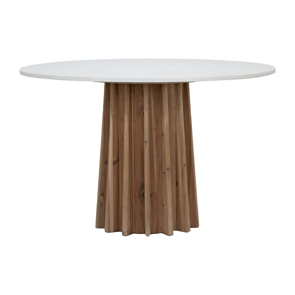 Aletha 47 inch Diameter Round Concrete   Reclaimed Pine Pedestal Dining Table