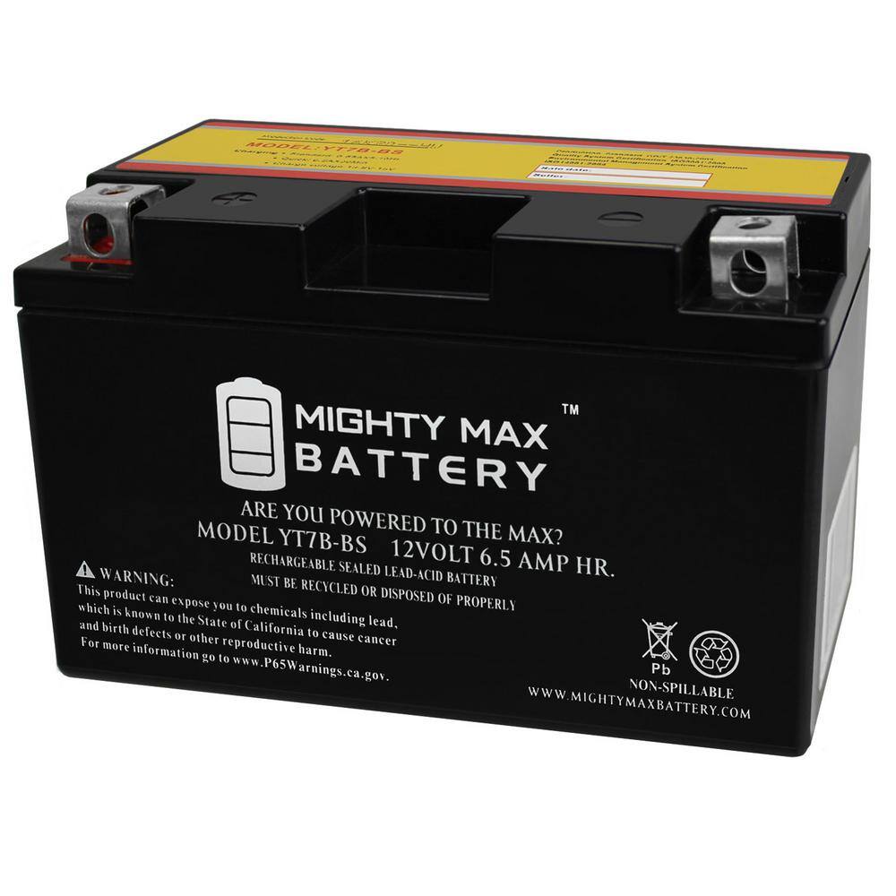 MIGHTY MAX BATTERY 12-Volt 6.5 AH 120 CCASealed Lead Acid Powersport AGM Battery YT7B-BS