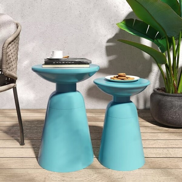 Outdoor Metal S/2 side table，for patio，garden，poolside