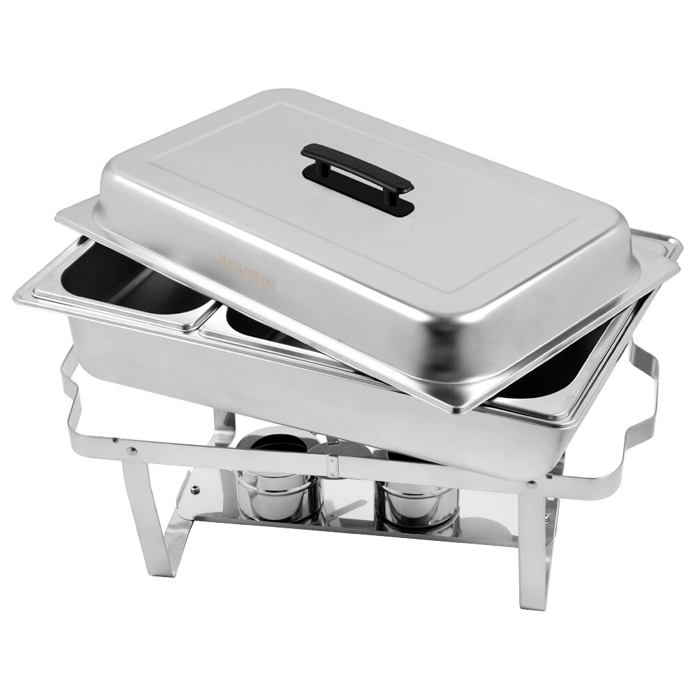 9L 1/2 Sets of Dishes Stainless Steel Rectangular Buffet Stove