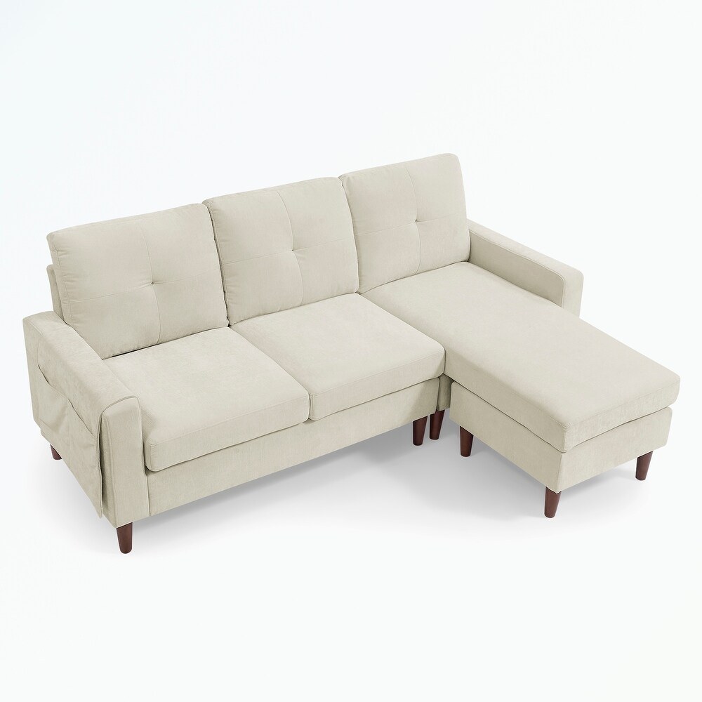 3 Seats L shape Chenille Sofa with Removable Cushions and Pocket