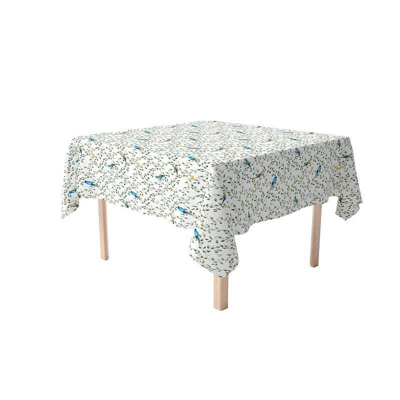 Square Tablecloth， 100% Cotton， 60x60， Birds on Vines