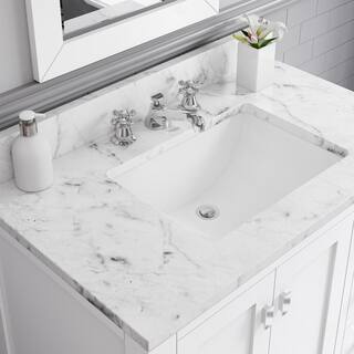 Water Creation Madison 36 in. W x 34 in. H Vanity in White with Marble Vanity Top in Carrara White with White Basin MADISON36W