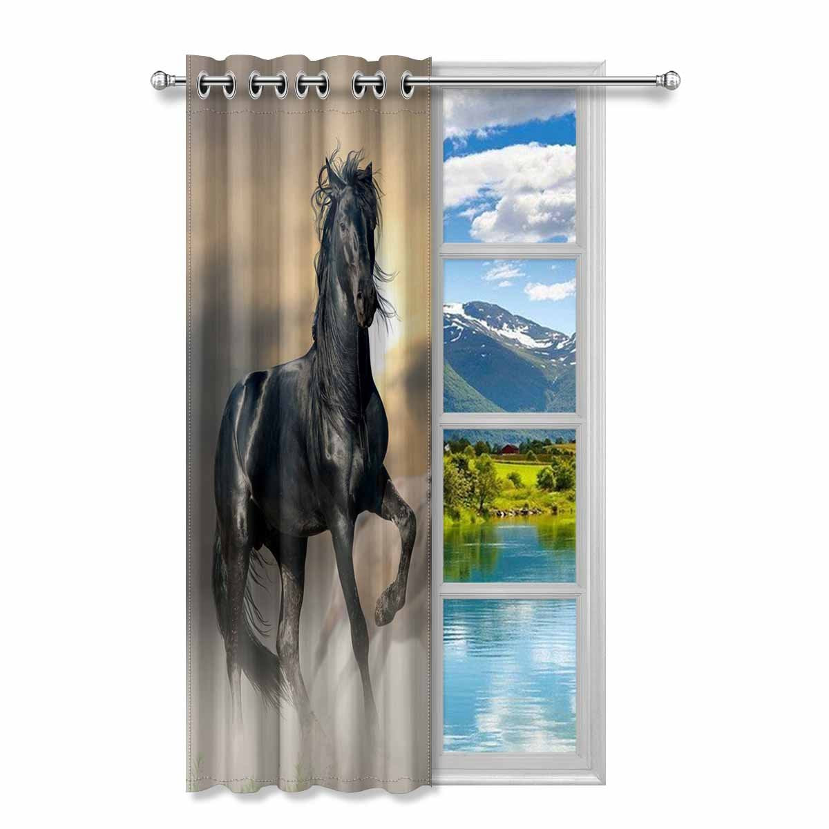 MKHERT Horse Blackout Window Curtain Drapes Bedroom Living Room Kitchen Curtains 52x84 inch