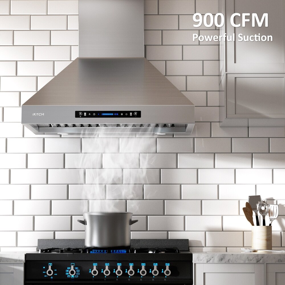 IKTCH 30 inch Vent Wall Mount Range Hood   900 CFM Efficient Smoke Removal Ultra Quiet Operation