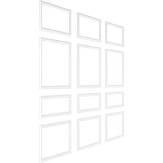 Ekena Millwork 94-12 in. Adjustable 94 12 in. to 120 in. Ashford Square Panel Full Wall Wainscot Paneling Kit WPKUFW014P096