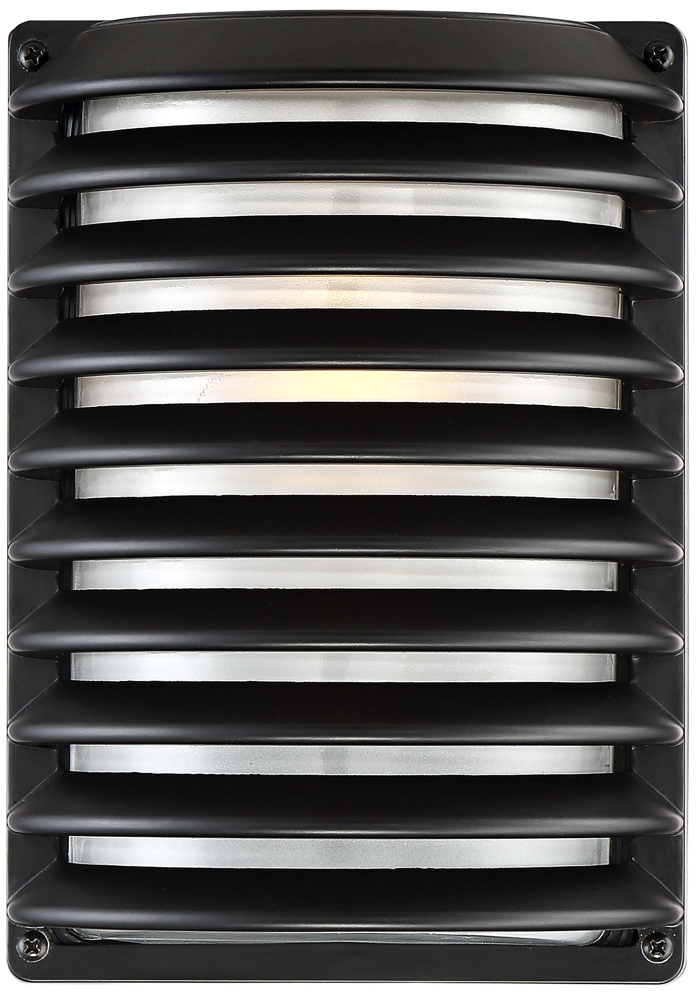 John Timberland Modern Outdoor Wall Light Fixture Sleek Black Banded Grid 10" Frosted Glass for Exterior House Porch Patio Deck