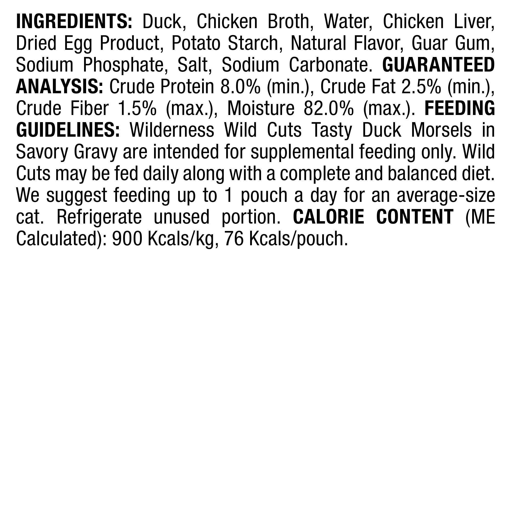 BLUE BUFFALO Blue Wilderness Wild Cuts Tasty Duck Morsels Wet Cat Food， 3 oz.， Case of 24