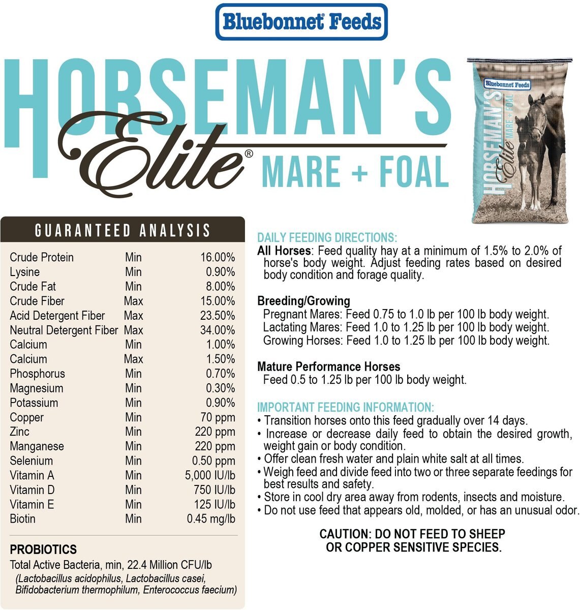 Bluebonnet Feeds Horsemans Elite Mare and Foal Pellet Horse Feed