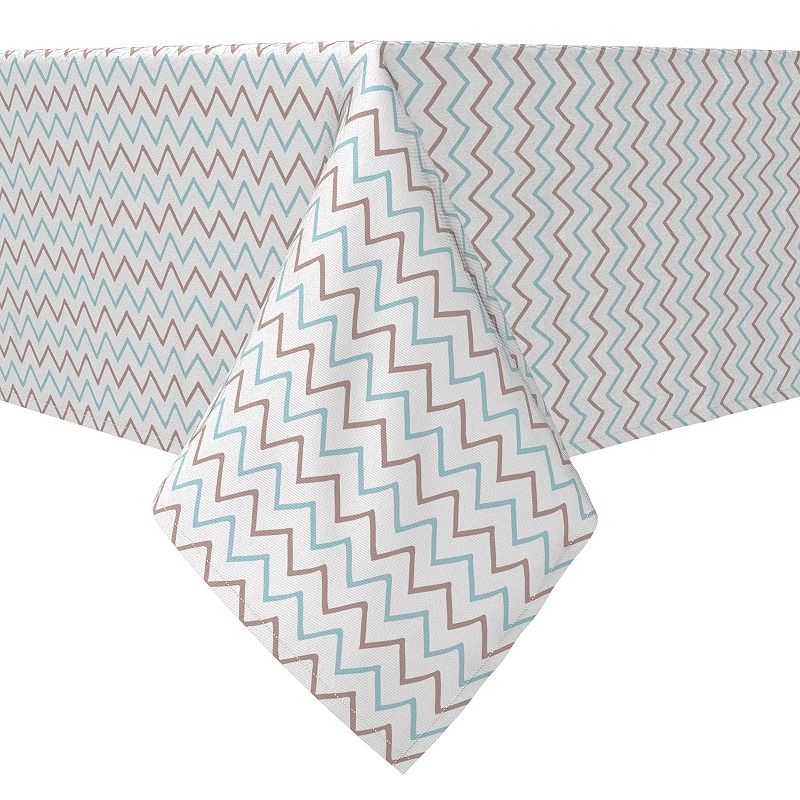 Square Tablecloth， 100% Cotton， 60x60， Hand Drawn Chevron