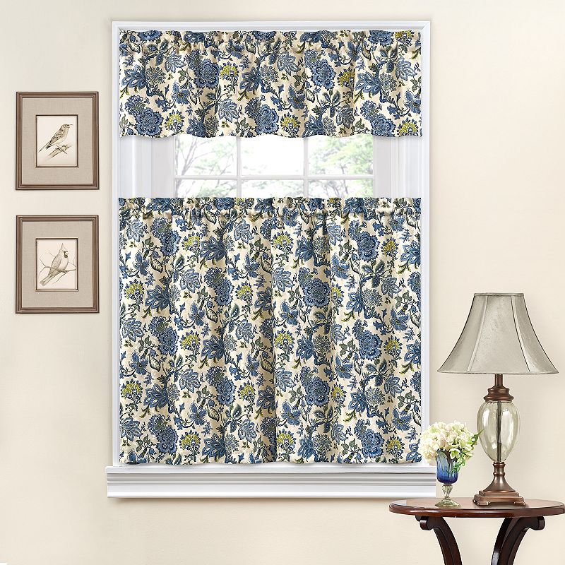 Traditions by Waverly Navarra Tier and Valance Kitchen Window Curtain Set