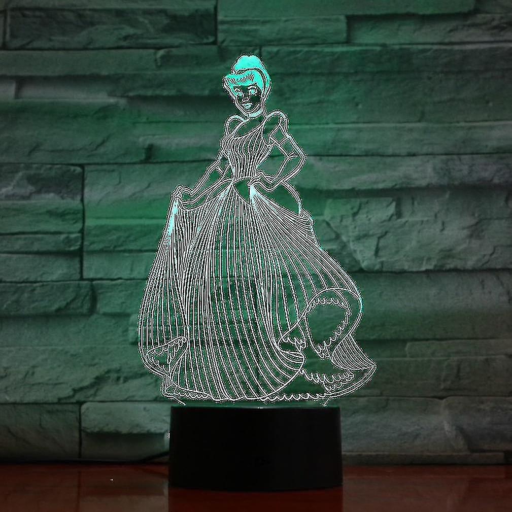 Princess Fairy Tale Cinderella Kids Bedroom Anime Table Lamp 3d Led Night Light