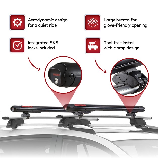 Yakima Fatcat Evo 6 6 Pair Skis Or 4 Snowboard Universal Car Mount Travel Roof Rack W Expandable Hinge Sks Lock And Tall Binding Clearance Black