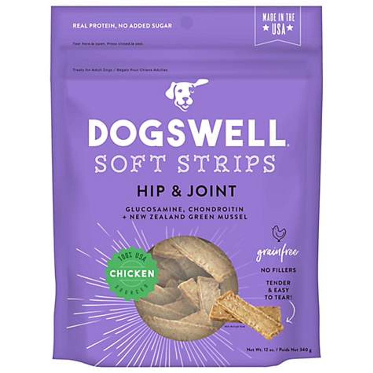 Dogswell Hip and Joint Chicken Recipe Soft Strips Dog Treats 12oz Bag