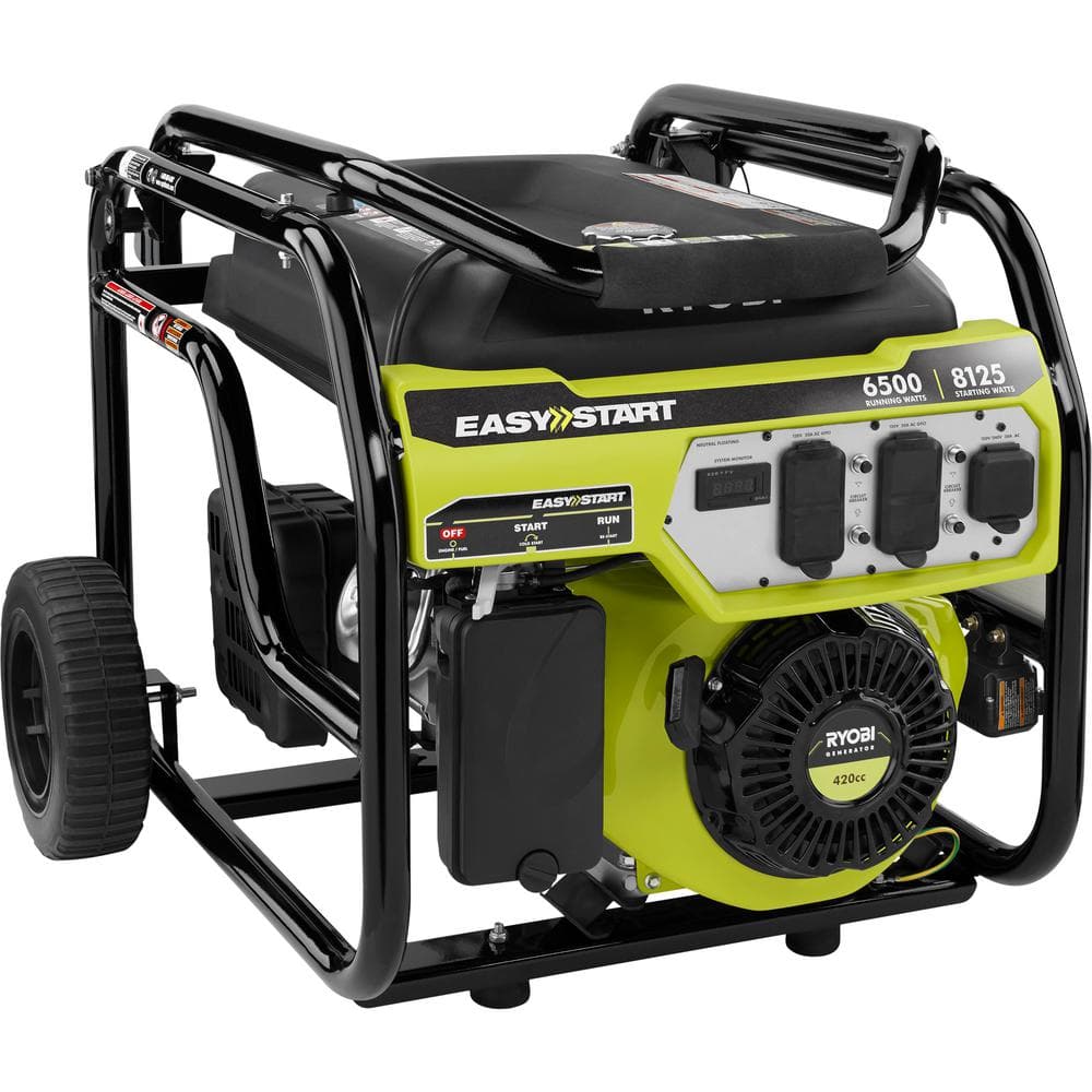 RYOBI 6,500-Watt Gasoline Powered Portable Generator with CO Shutdown Sensor RY906500S