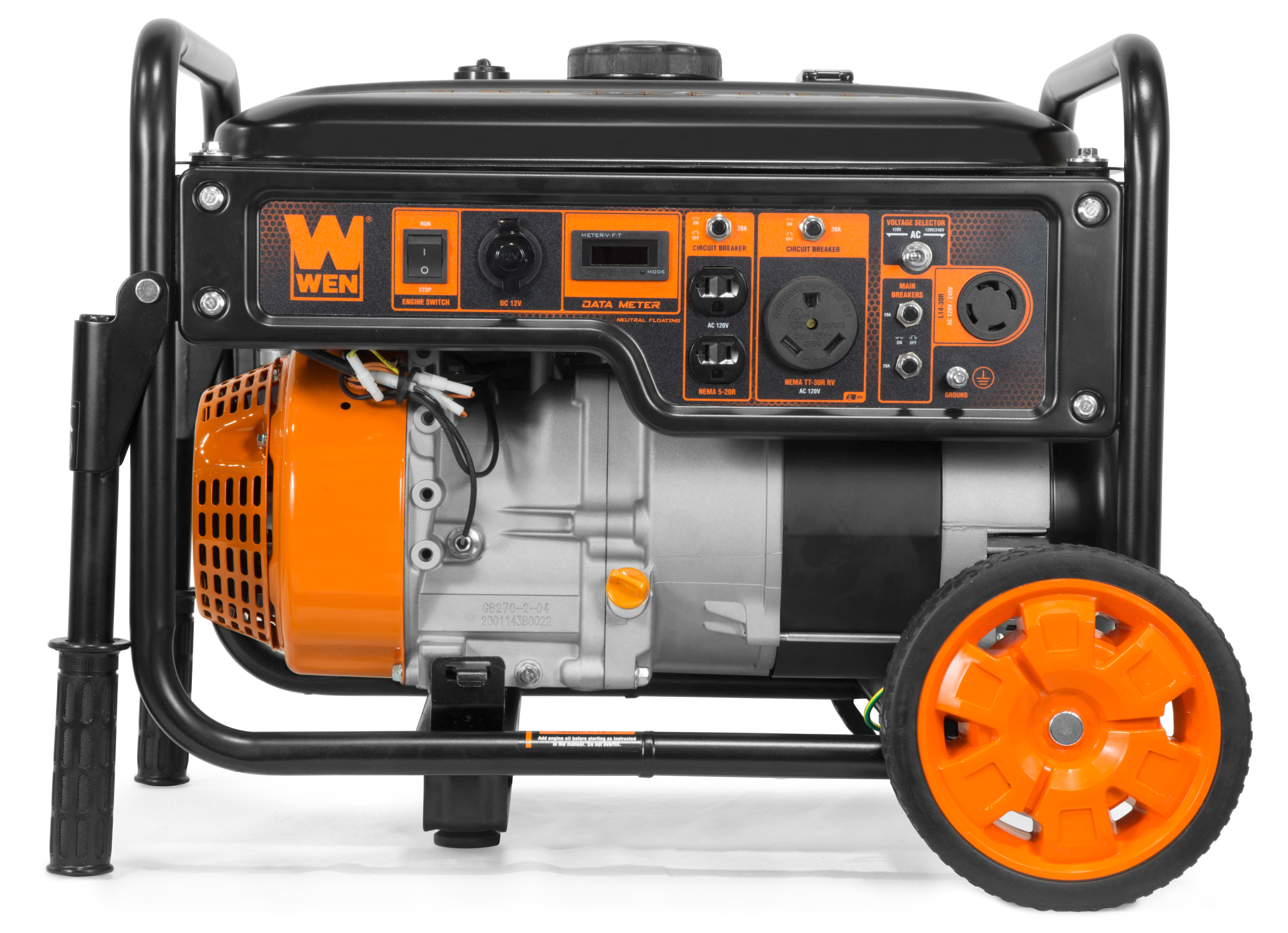 WEN 6000-Watt RV-Ready Portable Generator with Wheel Kit， CARB Compliant