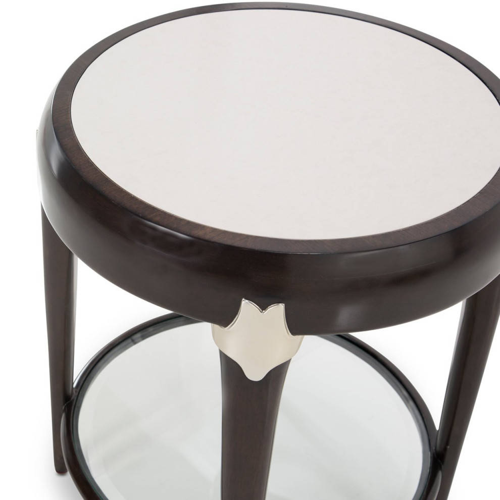 Aico Amini Paris Chic Round Accent Table in Espresso   Midcentury   Side Tables And End Tables   by AMOC  Houzz