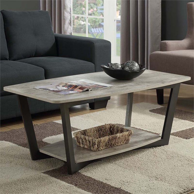 Convenience Concepts Graystone Coffee Table in Gray Faux Birch Wood Finish   Industrial   Coffee Tables   by Homesquare  Houzz