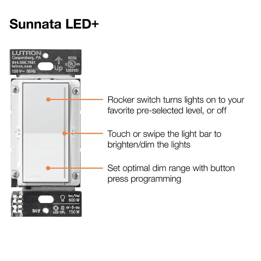 Lutron Sunnata Touch Dimmer Switch for LED Incandescent and Halogen 150-Watt LEDSingle-Pole White (STCL-153PH-WH) STCL-153PH-WH