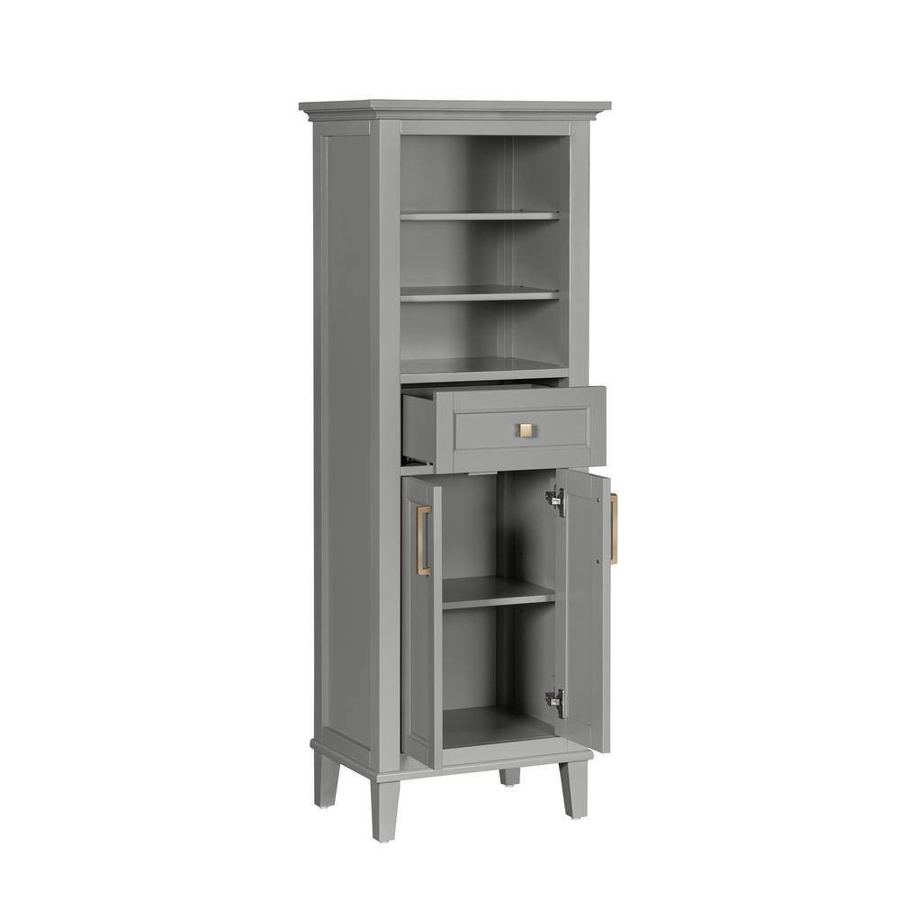 Home Decorators Collection Grayson 23 in. W x 16 in. D x 60 in. H Linen Cabinet in Storm Gray 20305-LT23-ST