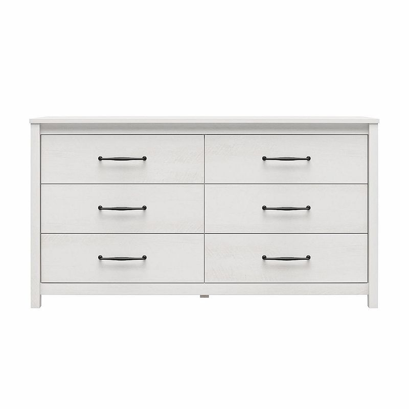 Ameriwood Home Augusta 6-Drawer Wide Dresser with Easy SwitchLock Assembly