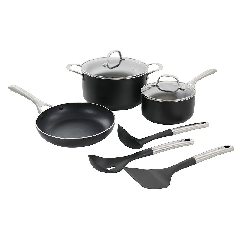 Oster Cocina Palladium 8 Piece Aluminum Cookware Set in Black