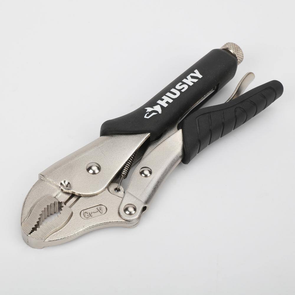 Husky 10 in. Curved Jaw Locking Pliers with Rubber Grip 122C10SN