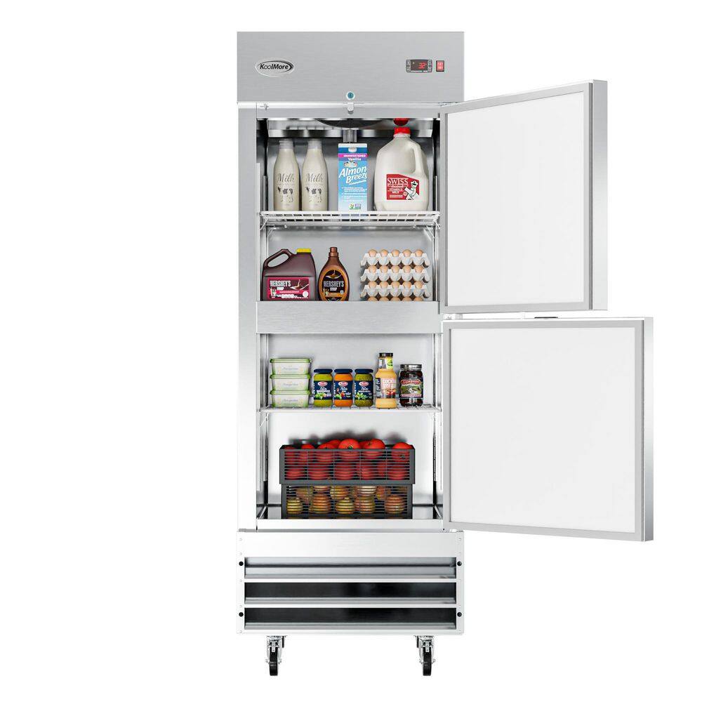 Koolmore 23 cu. ft. Commercial Stainless Steel Solid Half Door Reach-In Refrigerator RIR-1D-SSHD