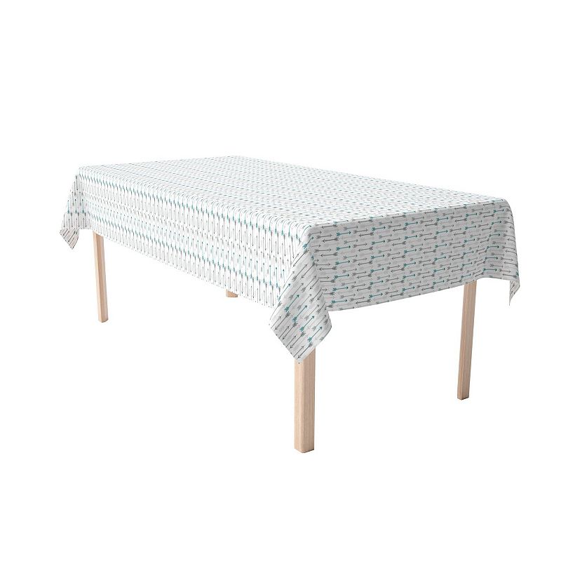 Rectangular Tablecloth， 100% Cotton， 52x104， Grey and Blue Arrows