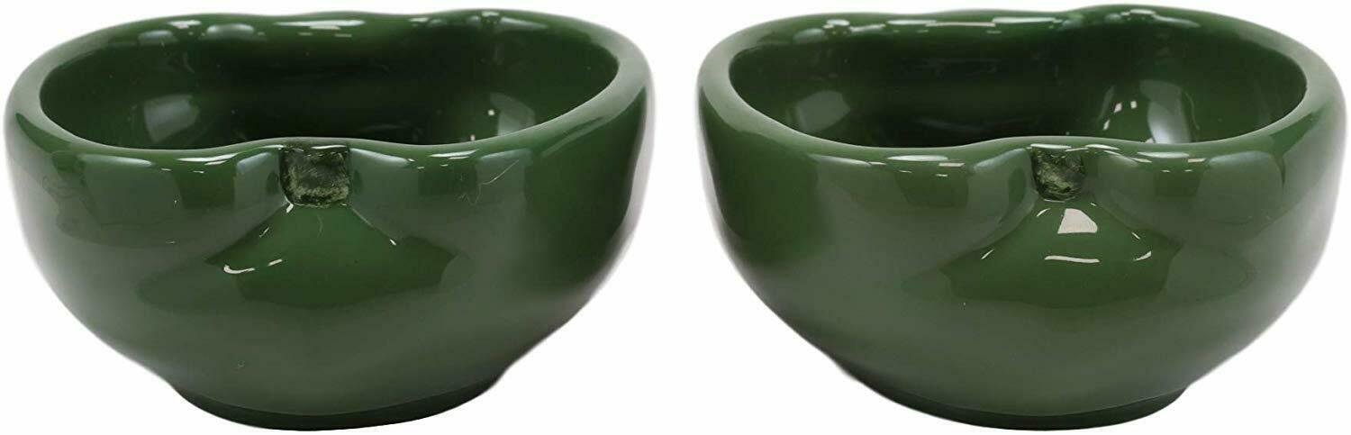 1 Ceramic Green Bell Pepper Small 4oz Dipping Bowl Container Saucer Set Of 2 EBR02