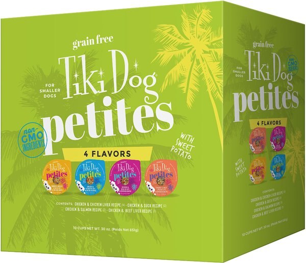 Tiki Dog Petites Variety Pack Wet Dog Food，  3-oz cup， case of 10