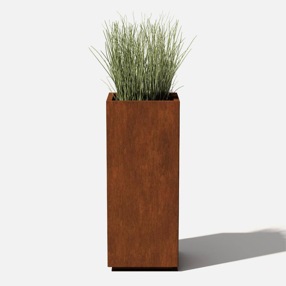 Veradek Pedestal Tall Rust Corten Steel Metal Square Planter PEDVTLCS