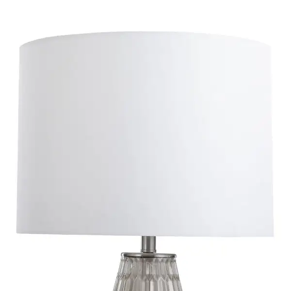 Gemma Hillingdon Champagne Table Lamp - Clear Glass and Steel Finish - White Fabric Shade