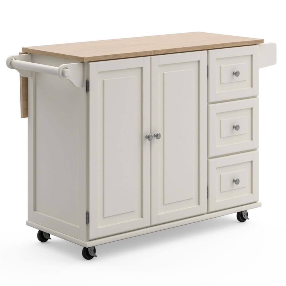 HOMESTYLES Dolly Madison White Kitchen Cart with Natural Wood Top 4511-95