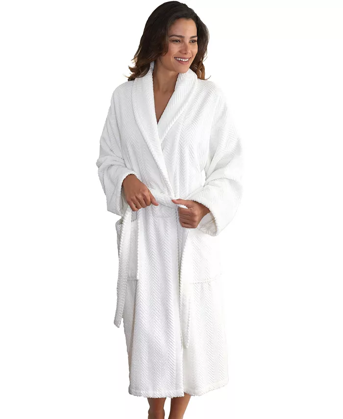 Linum Home Unisex Herringbone Weave Bath Robe