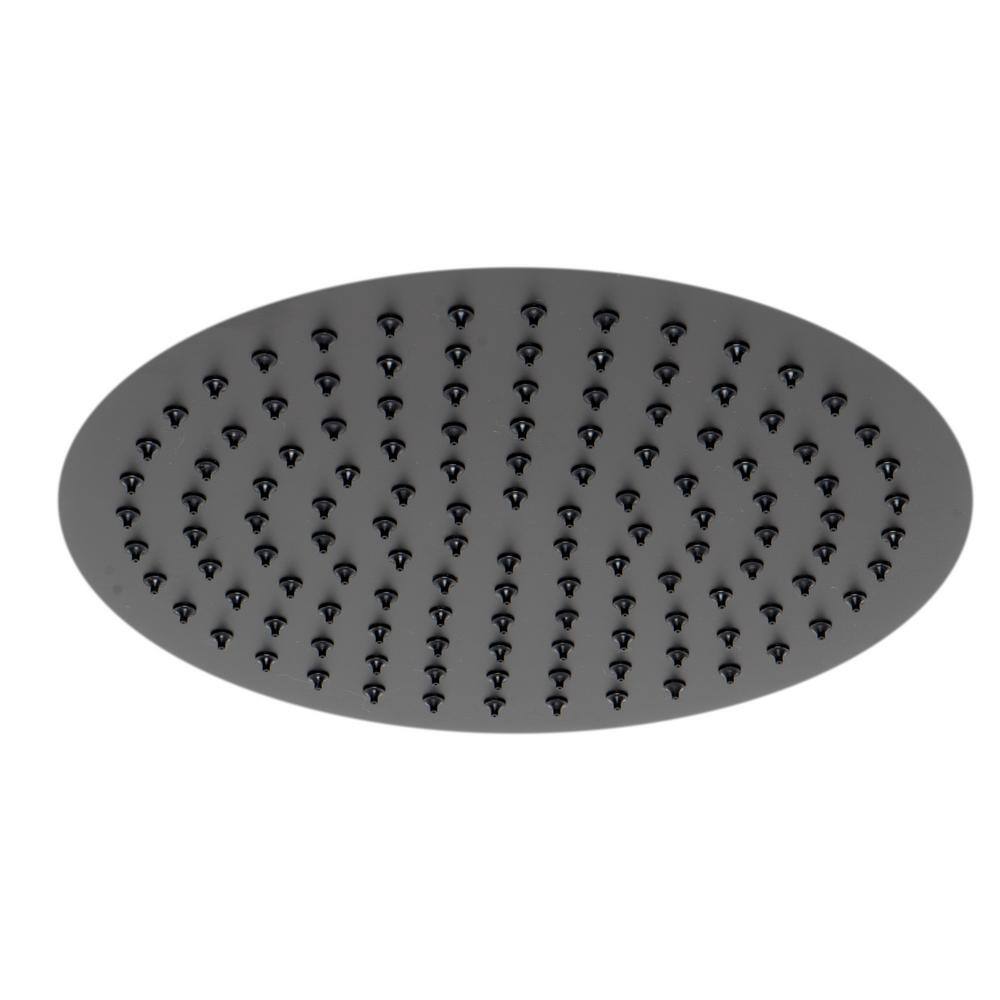 ALFI BRAND 1-Spray Patterns with 1.8 GPM 12 in. Ceiling Mount Rain Fixed Shower Head in Black Matte RAIN12R-BM