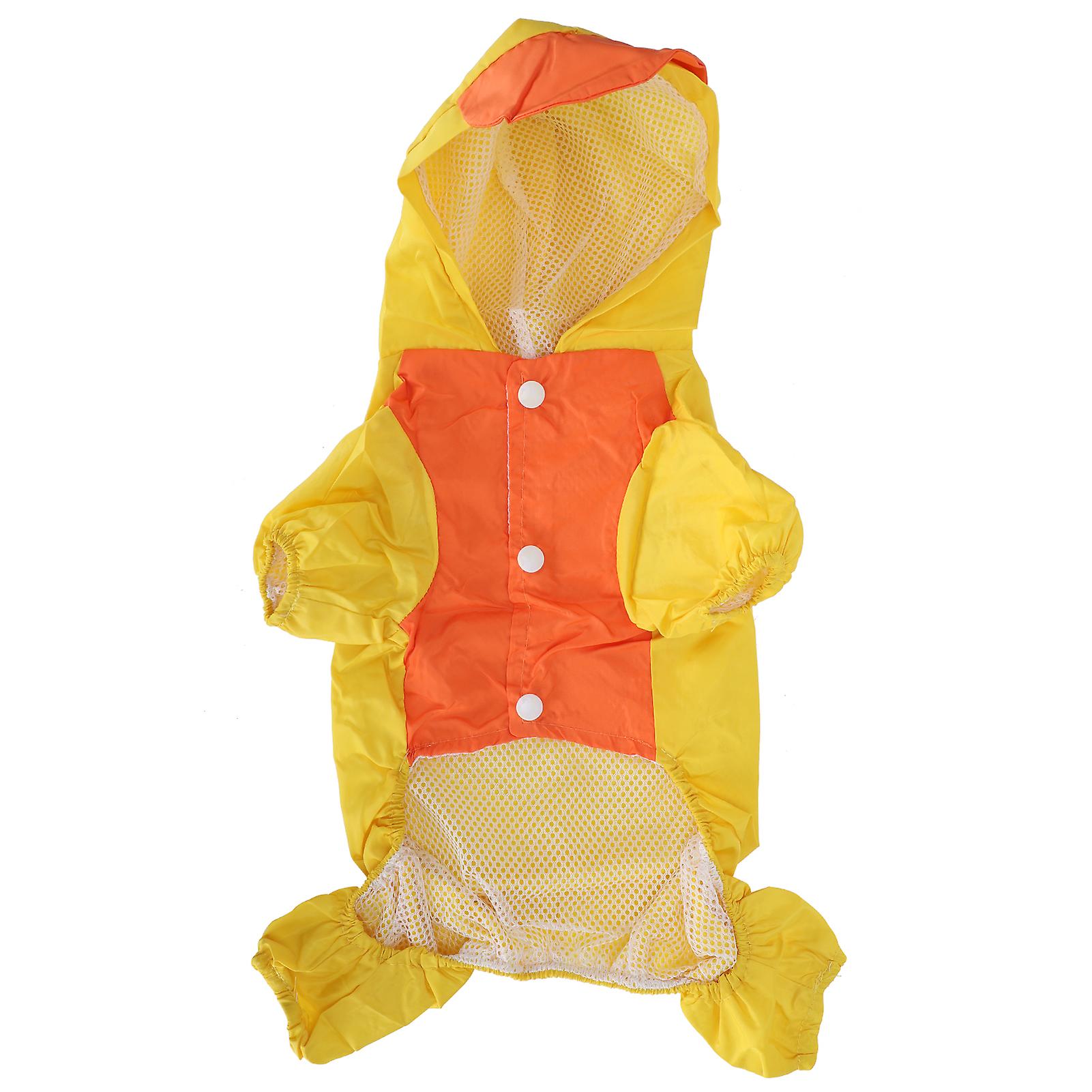 Dog Cute Raincoat Hooded Cloak Rain Jacket Cover Waterproof Polyester Pet Wearing Clothingyellow S