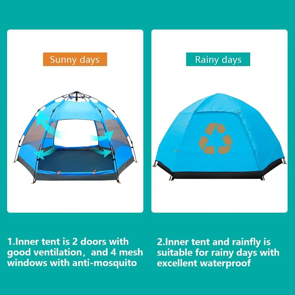 5 + Person Manufacture  Waterproof Trek Hiking Camping Hexagon Family Tent Family Tent