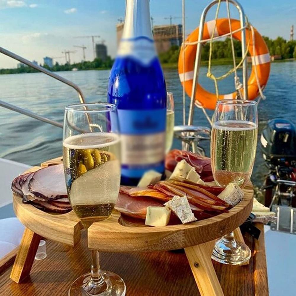 Wooden Outdoor Picnic Table Portable 2-in-1 Picnic Table Outdoor Folding Wine Glass Holder Suitable for Garden Party/Camping/Beach/Outdoor Dinner