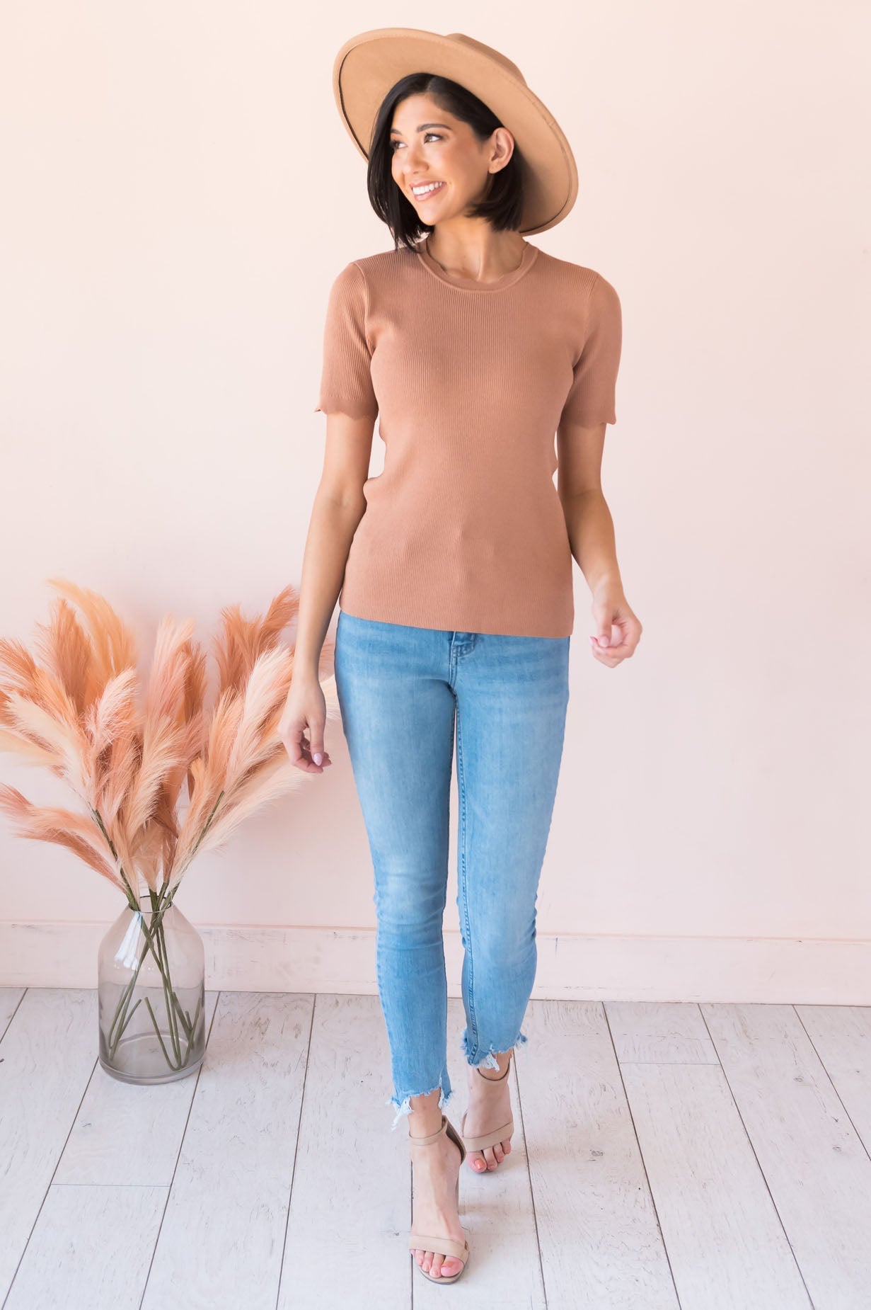 Going Strong Modest Scallop Edge Sweater