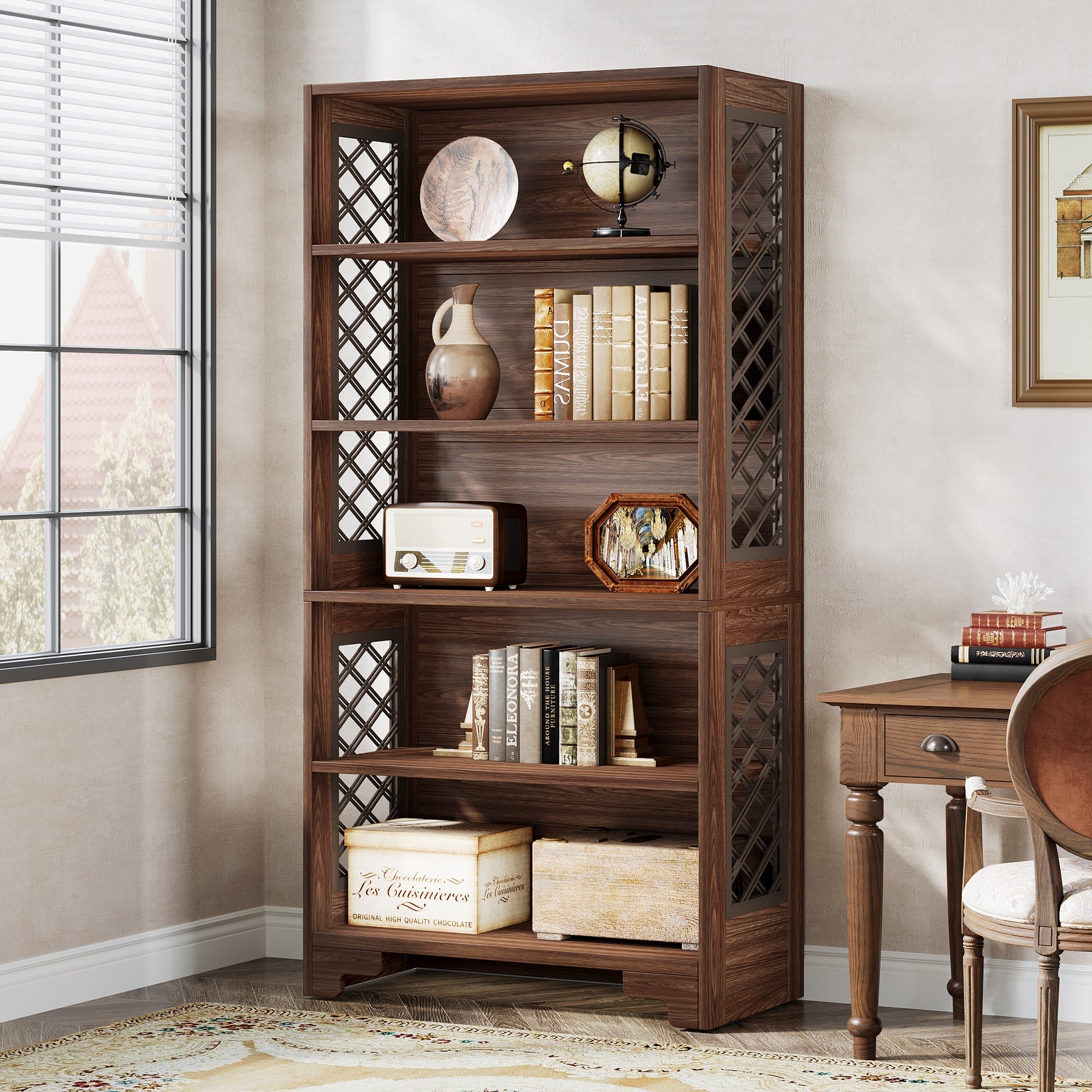 70.8 Freestanding Bookshelf, 6-Tier Bookcase Display Rack Storage Shelves