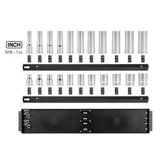 TEKTON 12 in. Drive 12-Point Socket Set with Rails (38 in.-1 in.) (22-Piece) SHD92210