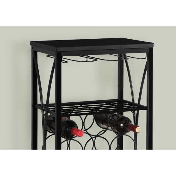 Home Bar， Wine Rack， Black Metal， Transitional