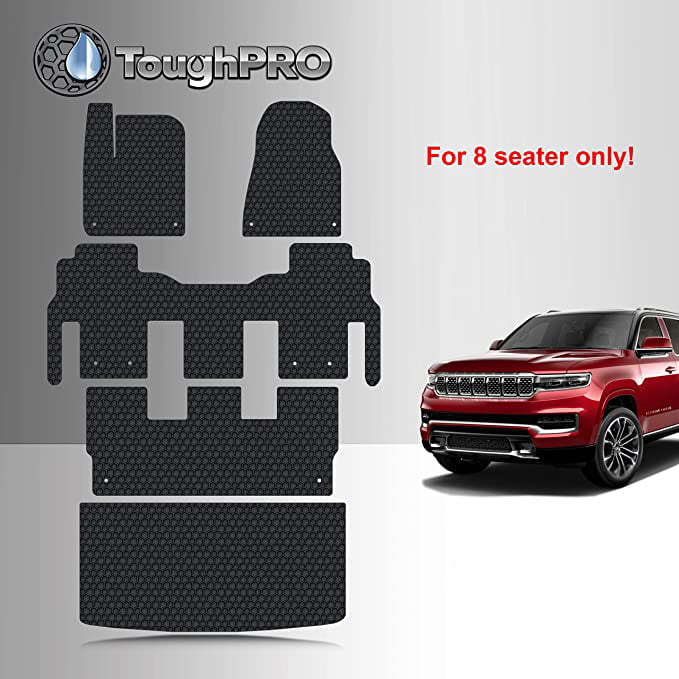 TOUGHPRO Floor Mats Accessories Set + 3rd Row + Cargo Compatible with Jeep Grand Wagoneer 8 Seater All Weather Heavy Duty Black Rubber - 2022