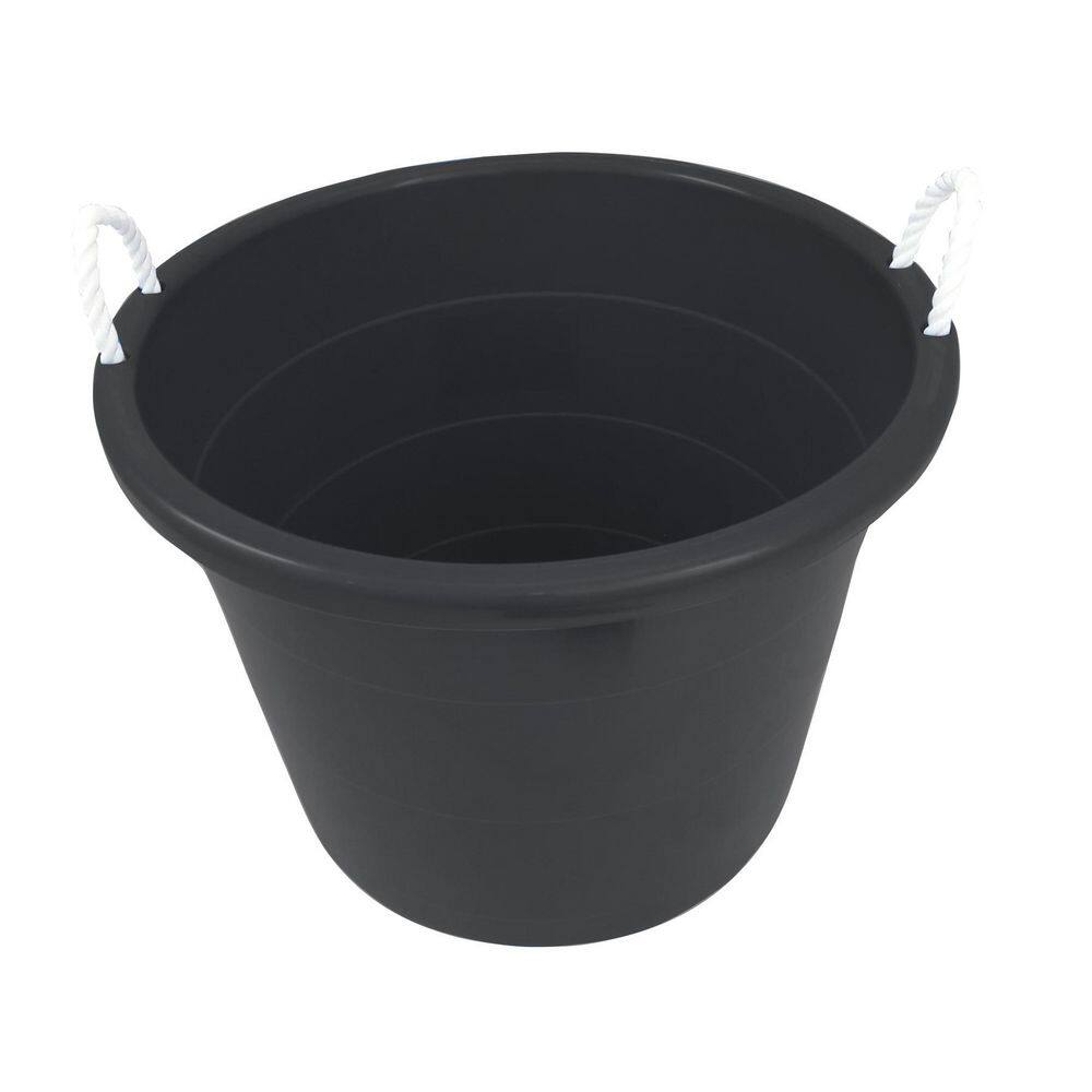 HOMZ Plastic 17 Gal. Utility Storage Bucket Tub with Rope Handle Black 4-Pack 2 x 0417BKDC.02