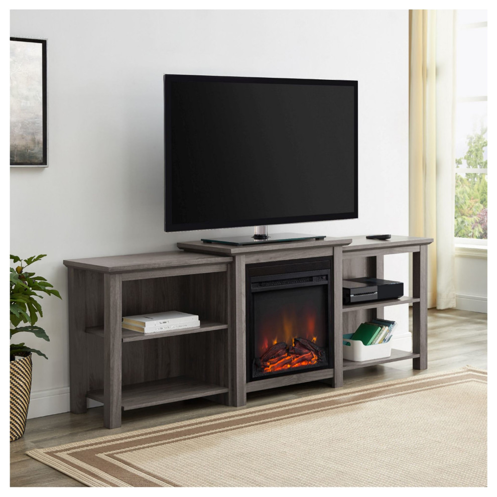 Bellevue WEIF28801 Traditional 70 quotTiered Top Open Shelf TV Stand   Transitional   Entertainment Centers And Tv Stands   by Buildcom  Houzz