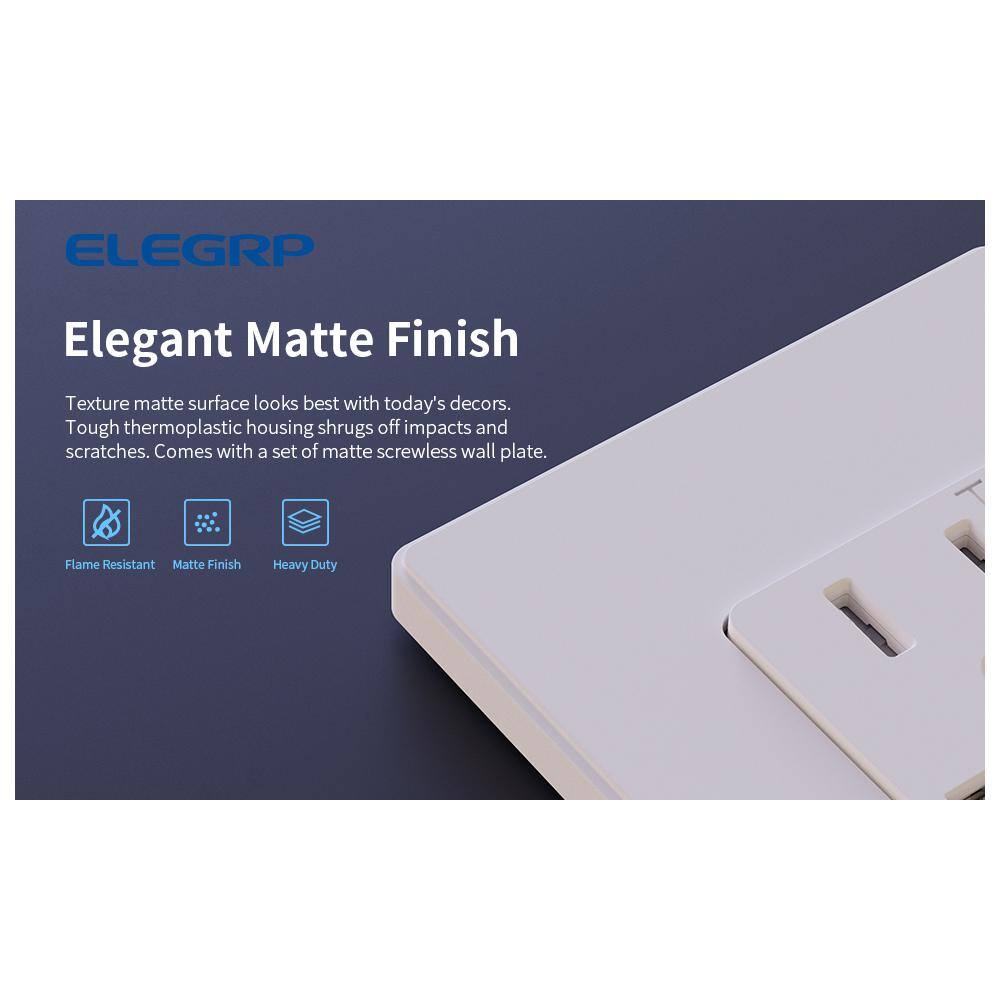 ELEGRP 30-Watt 15 Amp 3-Port Type C and Dual Type A USB Duplex Wall Outlet Wall Plate Included White (6-Pack) R1815D60AAC-WH6